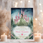 Sage Green Dress Forest Pink Castle 16 Quinceañera Einladung<br><div class="desc">Sage Green Dress Forest Pink Castle 16 Quinceañera Einladung Rosa Blumenwald Navy Blue Sky Mis Quince 15 Anos,  16. Geburtstag</div>