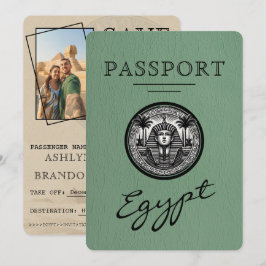 Sage Green Egypt Passport Wedding Save the Date