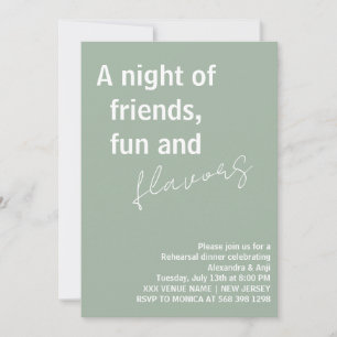 Sage Green eine Nacht mit Freunden Probe Dinner Einladung
