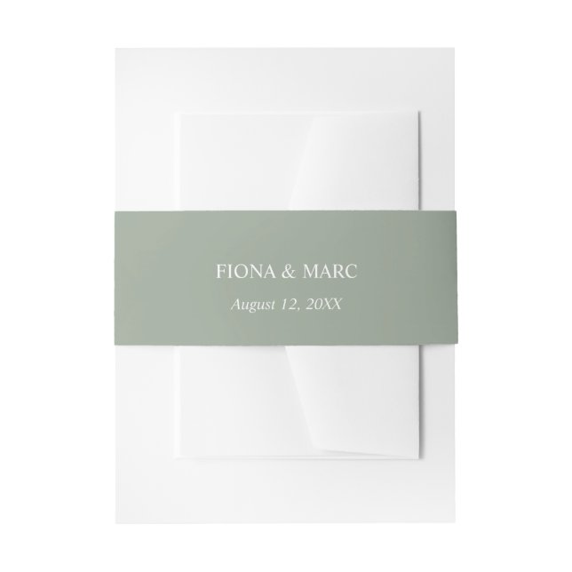 Sage green einfache, elegante Hochzeit Einladungsbanderole (Vorderseite Beispiel)