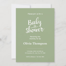 Sage Green Einfache Minimalistische Niedliche Baby Einladung