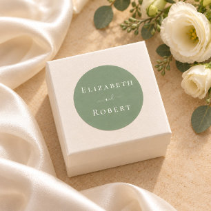 Sage Green Einfache Minimalistische Paar Namen Hoc Runder Aufkleber