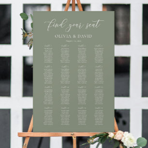 Sage Green Elegant 16 Tabelle Seating Chart Poster