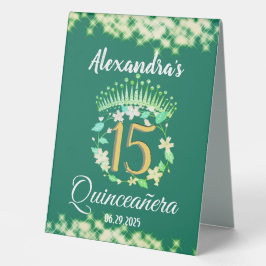 Sage Green Elegant Boho Quinceañera Spanisch Tischaufsteller