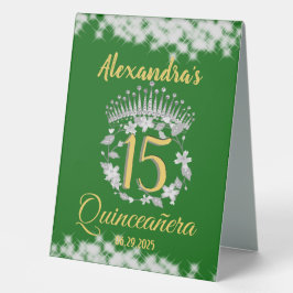 Sage Green Elegant Boho Quinceañera Spanisch Tischaufsteller