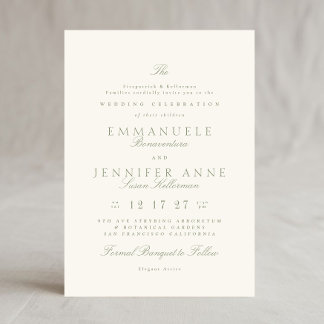 Sage Green Elegant Calligraphy Formal The Wedding Einladung