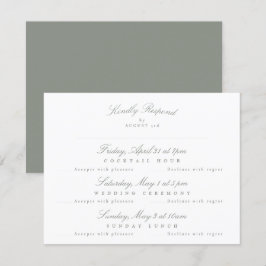 Sage Green Elegant Calligraphy Multi-Event RSVP Karte