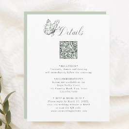 Sage Green Elegant Calligraphy Wedding Details Begleitkarte