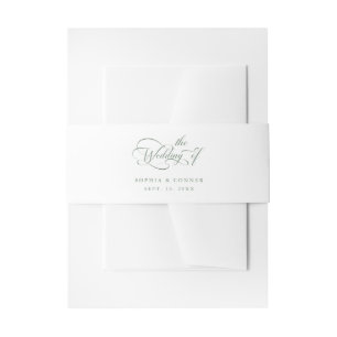 Sage Green Elegant Charm Script Hochzeit Einladungsbanderole