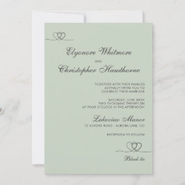 Sage Green Elegant Chic Calligraphy Wedding Einladung
