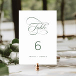 Sage Green Elegant Classy Calligraphy Wedding Tischnummer<br><div class="desc">Romantische und elegante Wirble kalligraphische Hochzeitsszene Tischnummer. Für eine weiter gehende Anpassung dieses Designs klicken Sie bitte auf den BUTTON BLAU DESIGN TOOL oben!</div>