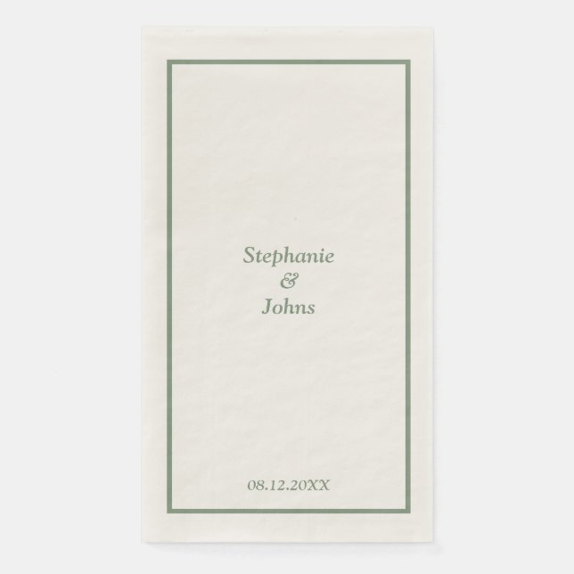 Sage Green Elegant Custom Name Trendy Wedding Serviette (Vorderseite)