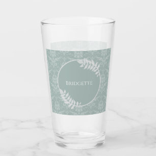 Sage Green Elegant Damask Verre Personnalisé