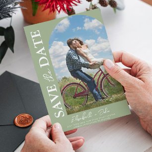 Sage Green Elegant Foto Hochzeit speichern das Dat Save The Date