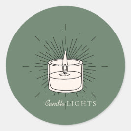 Sage green Elegant Light Handmade Candle Runder Aufkleber