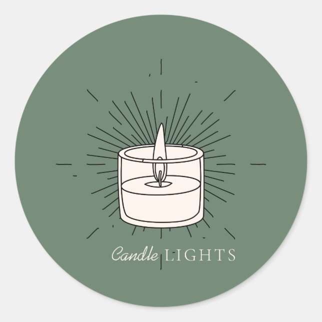 Sage green Elegant Light Handmade Candle Runder Aufkleber (Vorderseite)