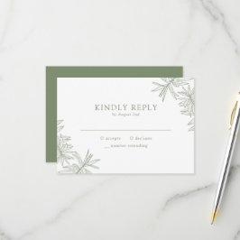 Sage Green Elegant Minimalistisch Botanisch RSVP Karte
