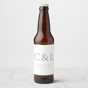 Sage Green Elegant Minimalistisch Wedding Monogram Bierflaschenetikett