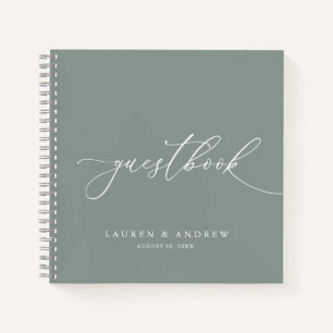 Sage Green Elegant Minimalistisches Gästebuch für Notizbuch