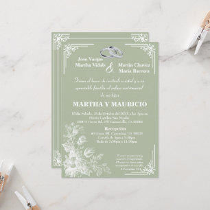 Sage Green Elegant Nuestra Boda Einladung