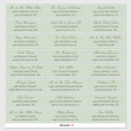 Sage Green Elegant Script 24 Wedding Guest Address Aufkleber
