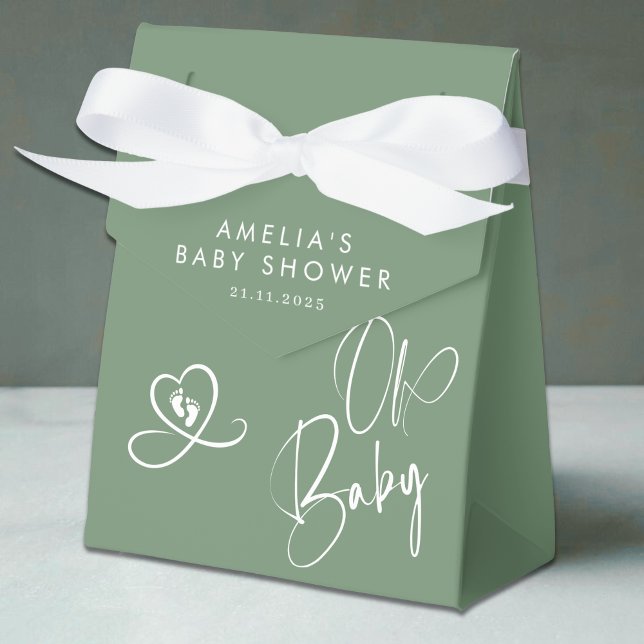 Sage Green Elegant Script Baby Shower Geschenkschachtel (Von Creator hochgeladen)