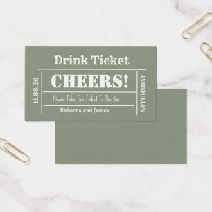 Sage Green Elegant Wedding Billet de boisson gratu