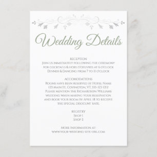 Sage Green Elegant Wedding Details Carte de boîtie
