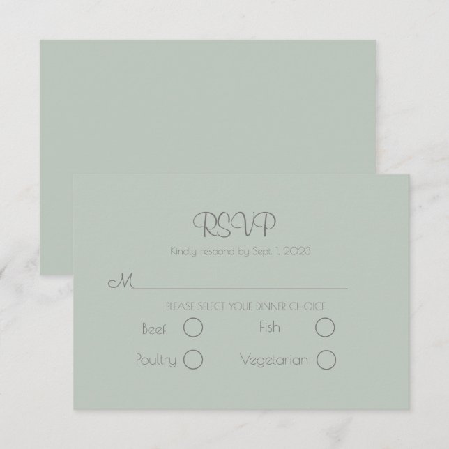 Sage Green Elegant Wedding RSVP Card Karte (Vorne/Hinten)