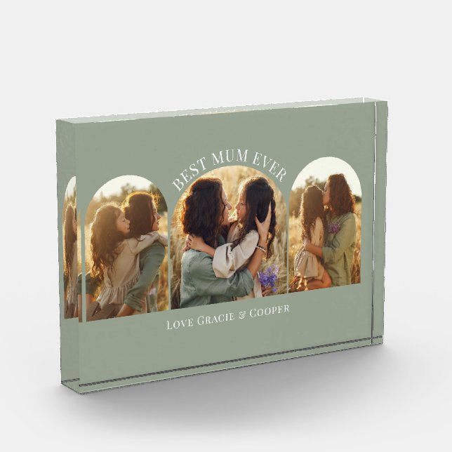 Sage green elegante Arch Multi Foto Best Mum (Links)