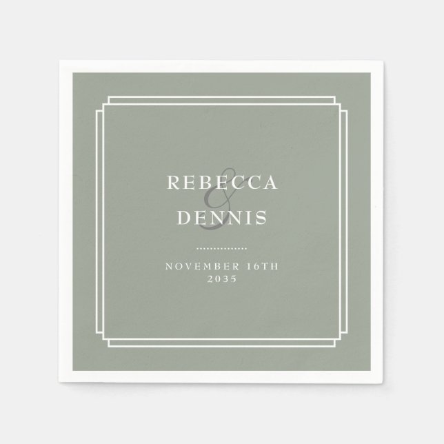 Sage Green Elegante Art Deco Serviette (Vorderseite)