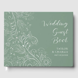 Sage Green Elegante Blumenhochzeit Gästebuch
