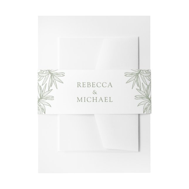 Sage Green Elegante Botanische Hochzeit Einladungsbanderole (Vorderseite Beispiel)