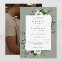 Sage Green Elegante Botanisches Foto Hochzeit