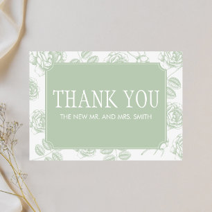 Sage Green Elegante Chinoiserie Hochzeit Dankeskarte