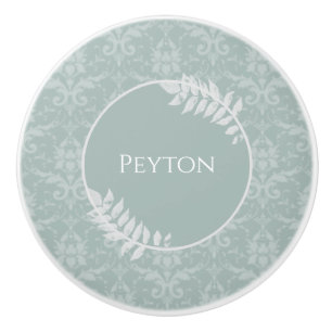 Sage Green Elegante Damask Personalisiert Keramikknauf