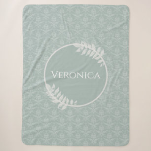 Sage Green Elegante Damask Personalisiert Sherpadecke