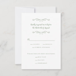 Sage Green Elegante Hochzeit Minimalistisch RSVP Karte