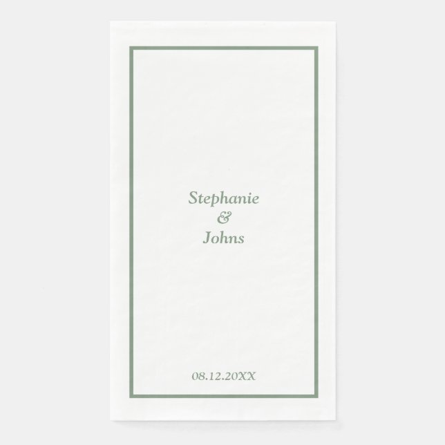 Sage Green Elegante Individuelle Name Moderne Hoch Serviette (Vorderseite)
