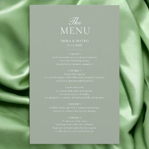 Sage Green Elegante Minimalistische Hochzeitmenü