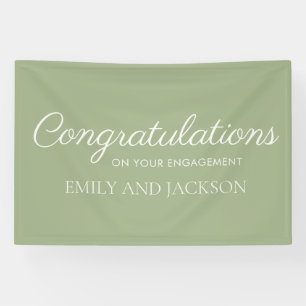Sage Green Elfenbein Elegantes Verlobungsschild Banner
