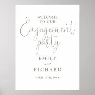 Sage Green Engagement Party Begrüßung Poster