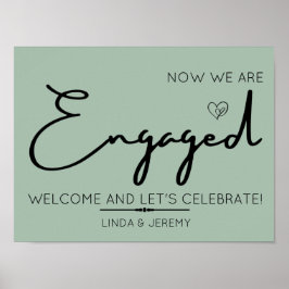 Sage Green Engagement Party Begrüßung Poster