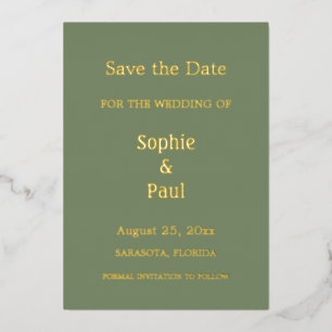 Sage Green Enregistrer la date Foil Invitation