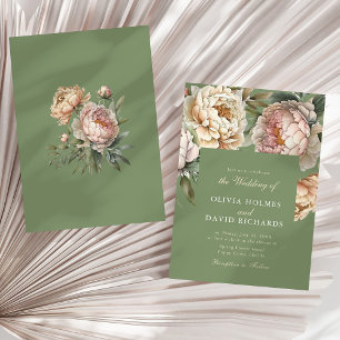 Sage Green et Blush Pony Faire-part de mariage ros
