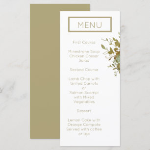 Sage Green et or Moderne minimaliste Mariage Menu