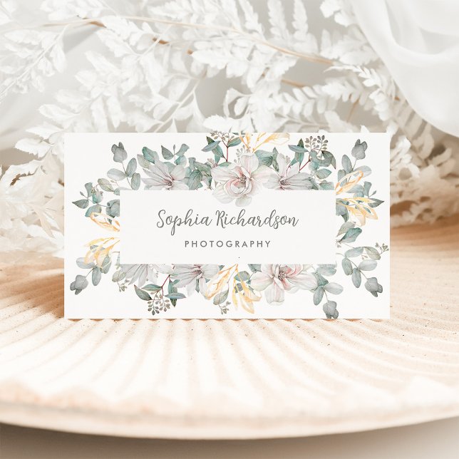 Sage Green Eucalyptus and Magnolia Blume Visitenkarte (Von Creator hochgeladen)