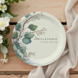 Sage Green Eucalyptus Elegant Boho Pappteller