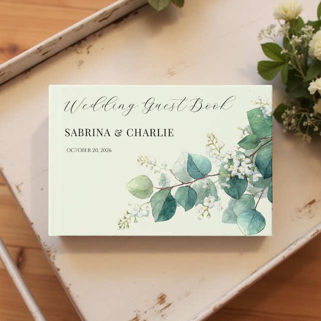 Sage Green Eucalyptus Elegant Boho Wedding Gästebuch (Von Creator hochgeladen)