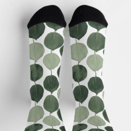 Sage Green Eucalyptus Leaf Pattern Botanical Plant Socken